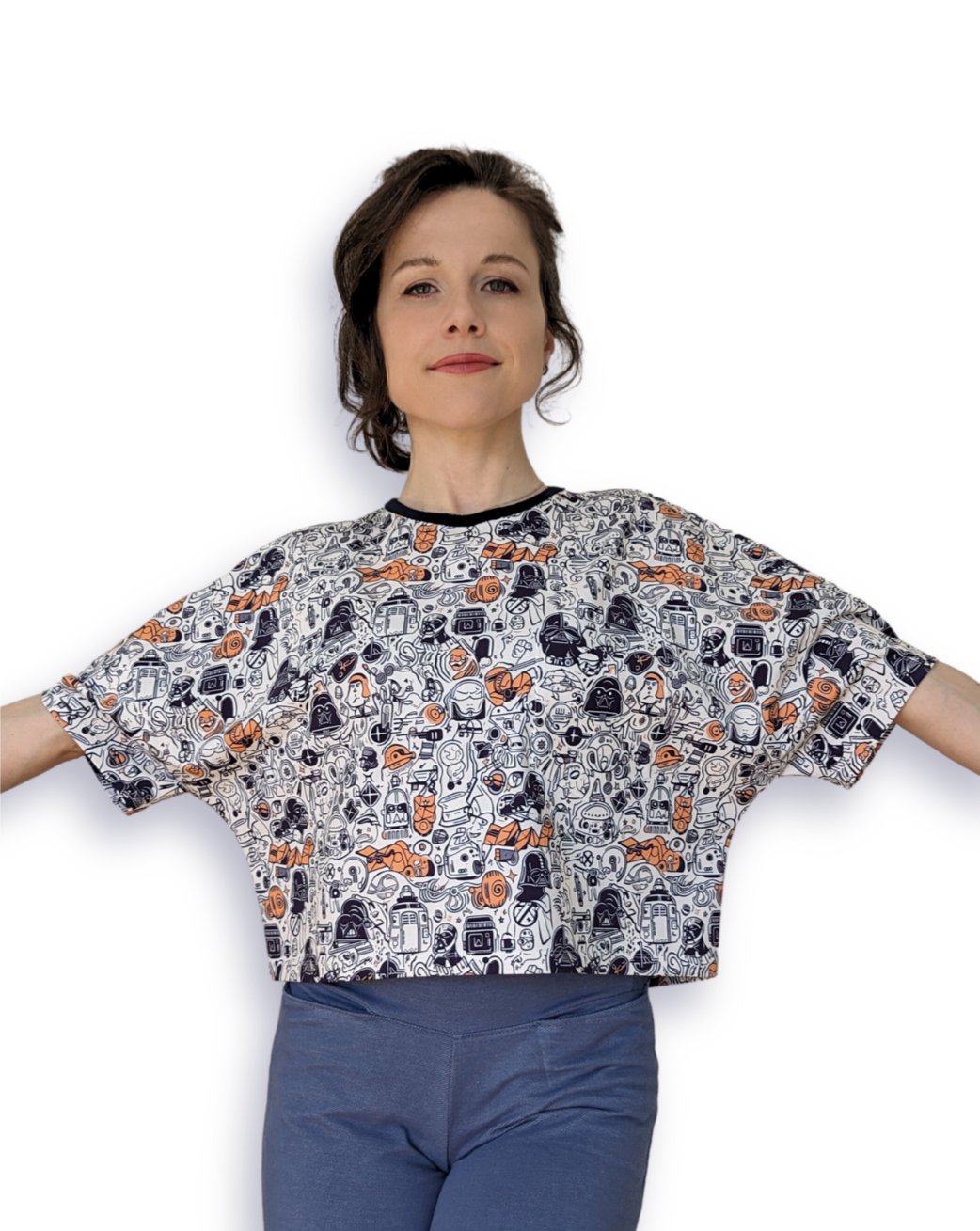 Boxy cropped T-shirt with fun print